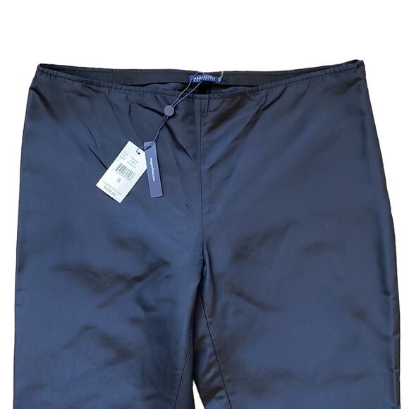 Magaschoni Silk Black Cropped Straight Leg Tailored Ankle Pants Side Zippers 6 - Picture 3 of 10